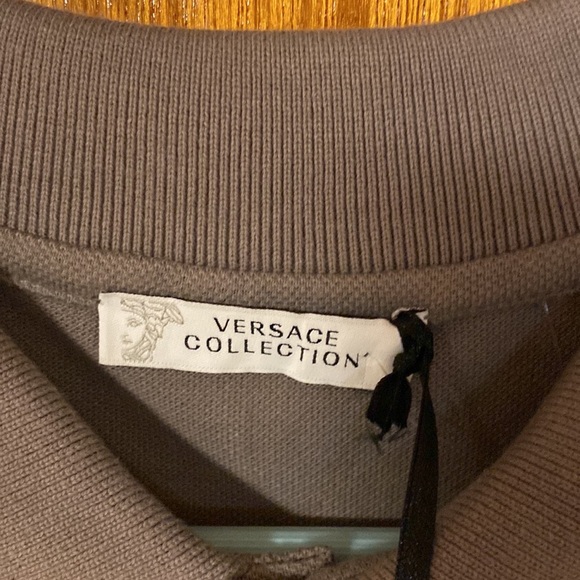 Versace Collection Polo Shirt XXL NWT Gray/White - Picture 3 of 4